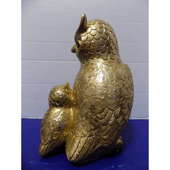 NEW Gold Owl and Baby Statue Figurine - Picture 3 of 6